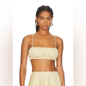NWT WeWoreWhat x Revolve Scrunchie Bra Top Linen Blend in Wheat - Size XL